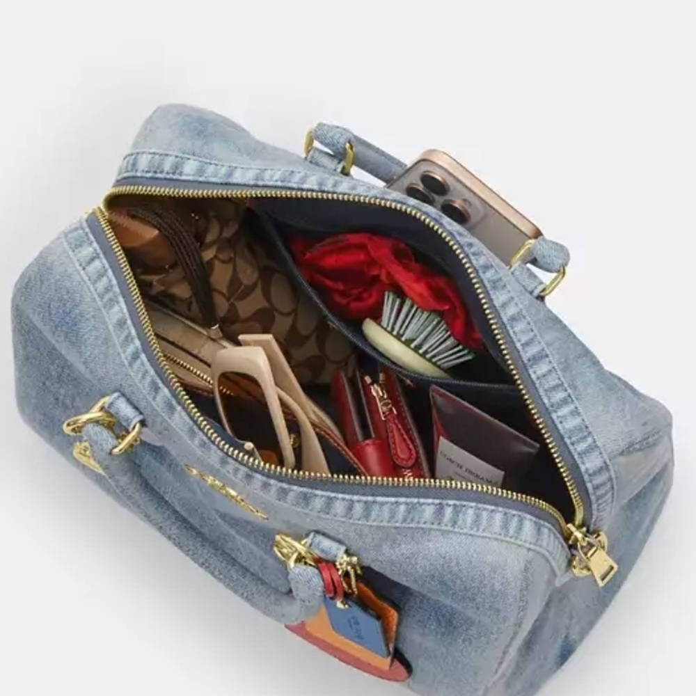 FIRM💙Coach LOVED Denim LARGE ROWAN Red Heart Charm💙 NWT 1 LEFT💙 Style CDY75 - Picture 9 of 16